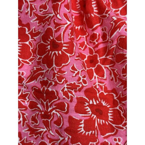 J.Crew Women's Linen Blend Elastic Back Shorts Azalea Red Sz 10 Floral Beach - Picture 3 of 14
